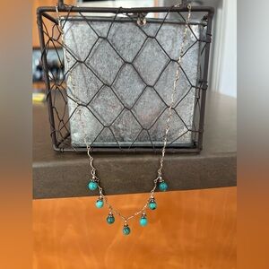 Turquoise Silver Necklace matching Bracelet Jewelry Western Bohemian Tribe SET